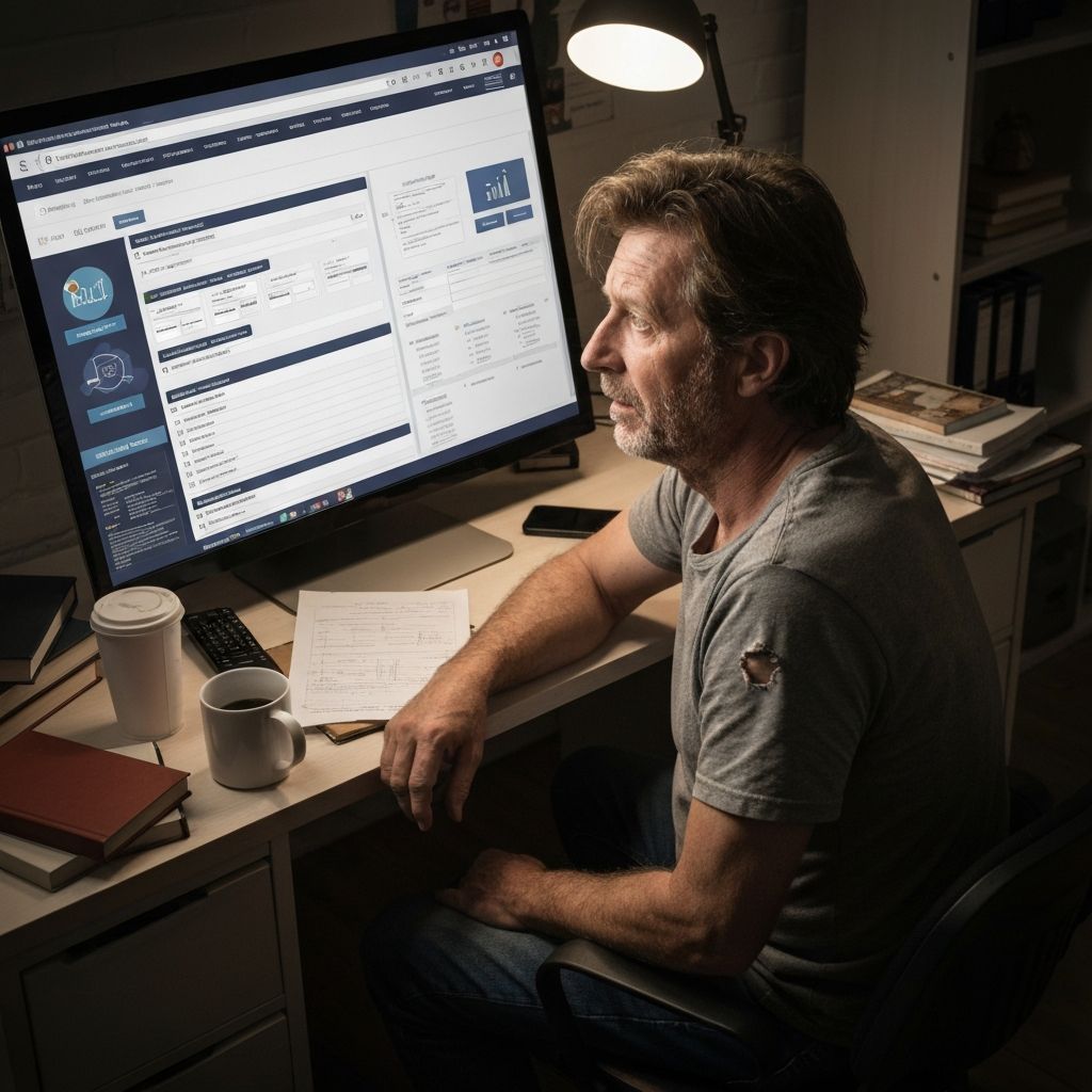 Confused user viewing complicated website