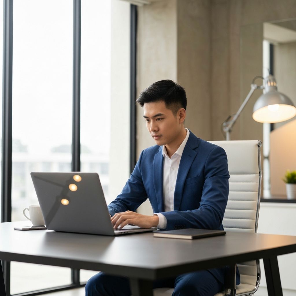 Small business owner working